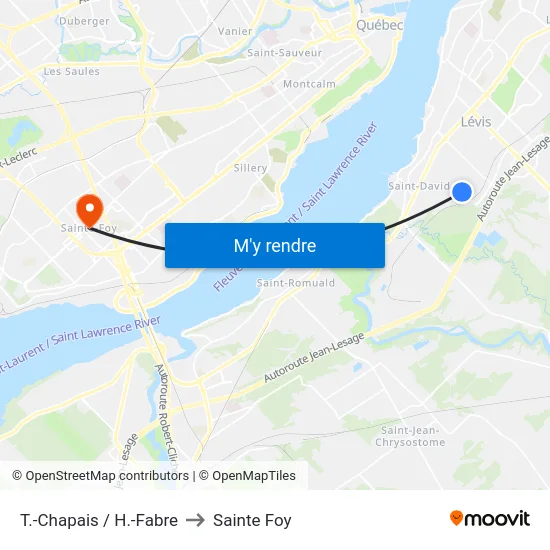 T.-Chapais / H.-Fabre to Sainte Foy map