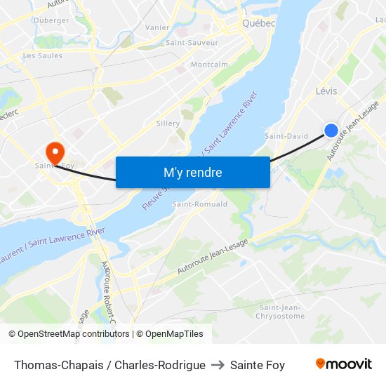 Thomas-Chapais / Charles-Rodrigue to Sainte Foy map