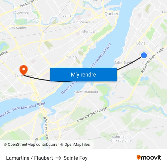 Lamartine / Flaubert to Sainte Foy map