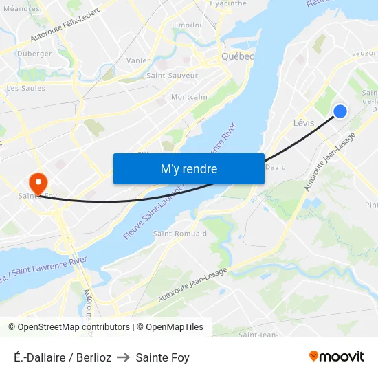 É.-Dallaire / Berlioz to Sainte Foy map