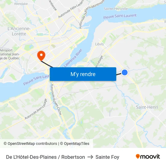 De L'Hôtel-Des-Plaines / Robertson to Sainte Foy map