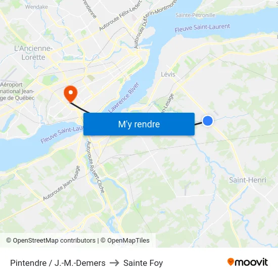 Pintendre / J.-M.-Demers to Sainte Foy map