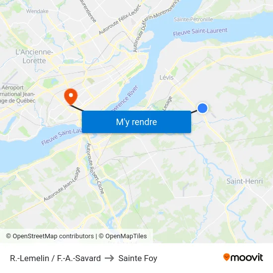 R.-Lemelin / F.-A.-Savard to Sainte Foy map