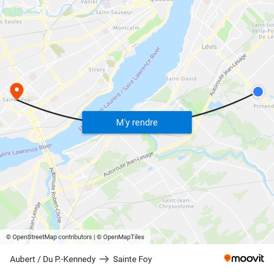 Aubert / Du P.-Kennedy to Sainte Foy map