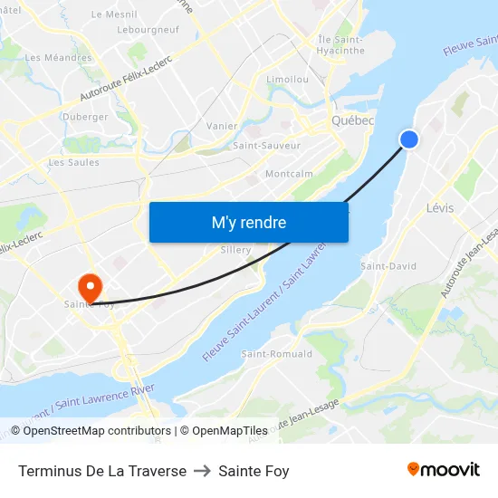 Terminus De La Traverse to Sainte Foy map