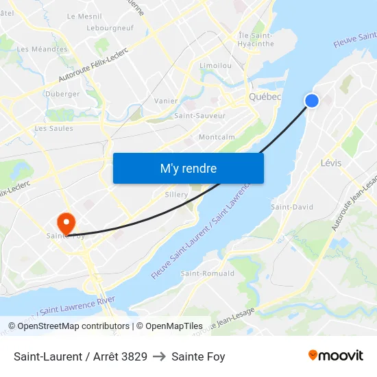 Saint-Laurent / Arrêt 3829 to Sainte Foy map