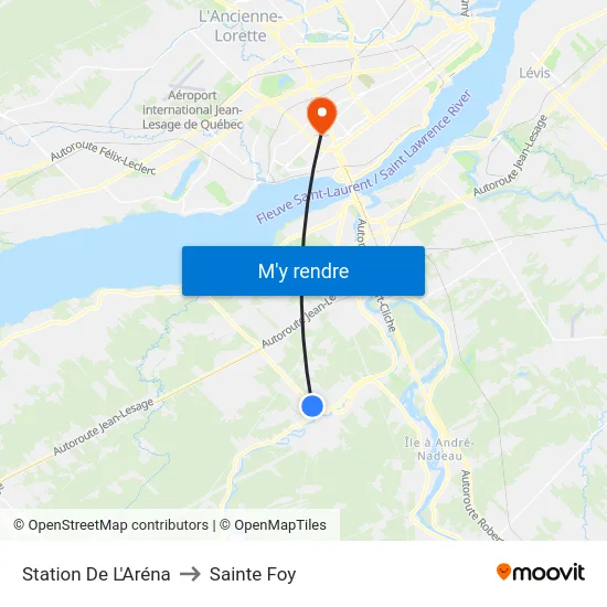 Station De L'Aréna to Sainte Foy map