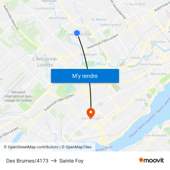 Des Brumes/4173 to Sainte Foy map