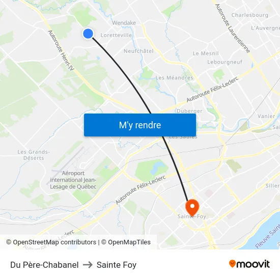 Du Père-Chabanel to Sainte Foy map