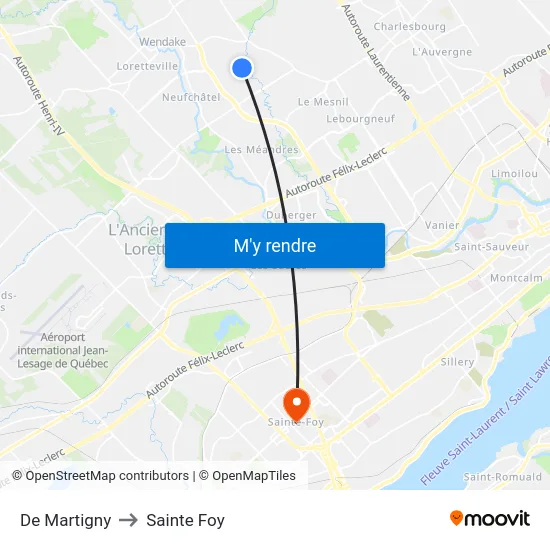 De Martigny to Sainte Foy map