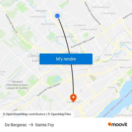 De Bergerac to Sainte Foy map