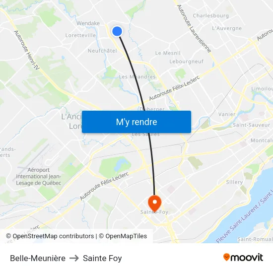 Belle-Meunière to Sainte Foy map