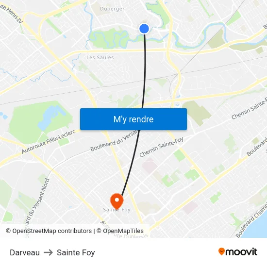 Darveau to Sainte Foy map