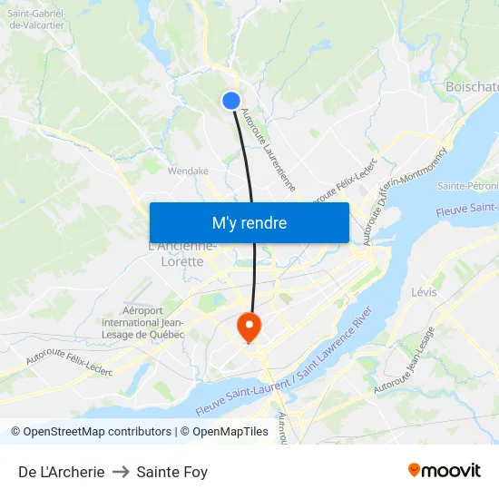 De L'Archerie to Sainte Foy map