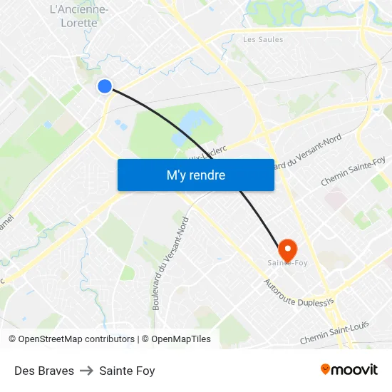Des Braves to Sainte Foy map