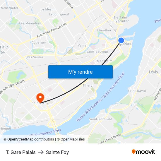 T. Gare Palais to Sainte Foy map
