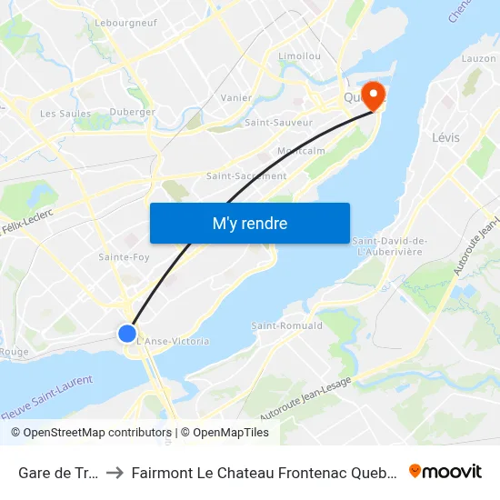 Gare de Train to Fairmont Le Chateau Frontenac Quebec City map