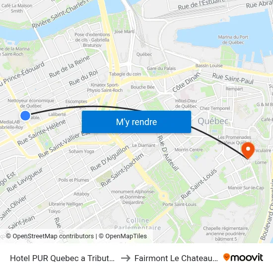 Hotel PUR Quebec a Tribute Portfolio Hotel Quebec City to Fairmont Le Chateau Frontenac Quebec City map