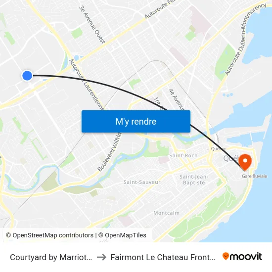 Courtyard by Marriott Quebec City to Fairmont Le Chateau Frontenac Quebec City map