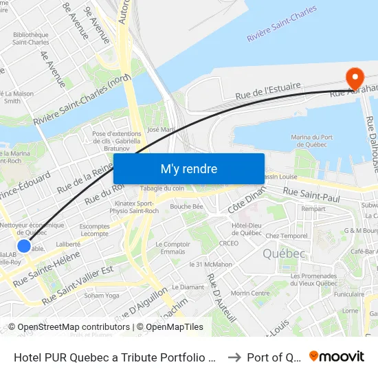 Hotel PUR Quebec a Tribute Portfolio Hotel Quebec City to Port of Quebec map
