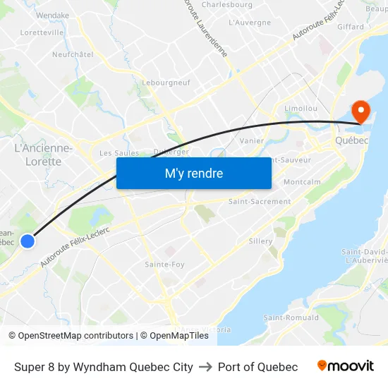 Super 8 by Wyndham Quebec City to Port of Quebec map
