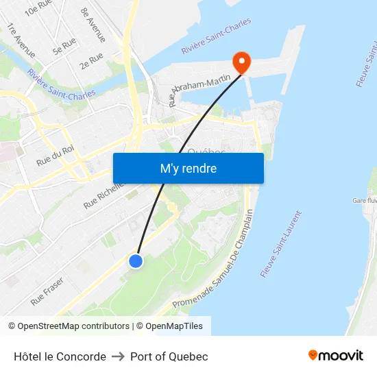 Hôtel le Concorde, 1225 Cours du Général-de Montcalm Québec, QC G1R to Port of Quebec map