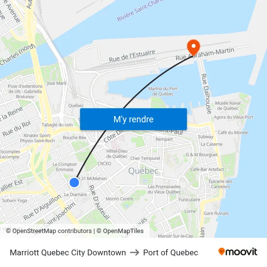 Marriott Quebec City Downtown to Port of Quebec map