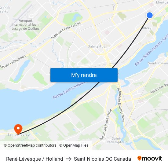 René-Lévesque / Holland to Saint Nicolas QC Canada map