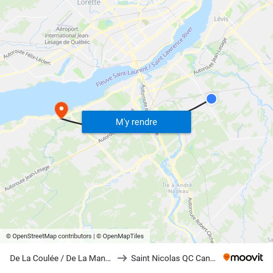 De La Coulée / De La Manche to Saint Nicolas QC Canada map