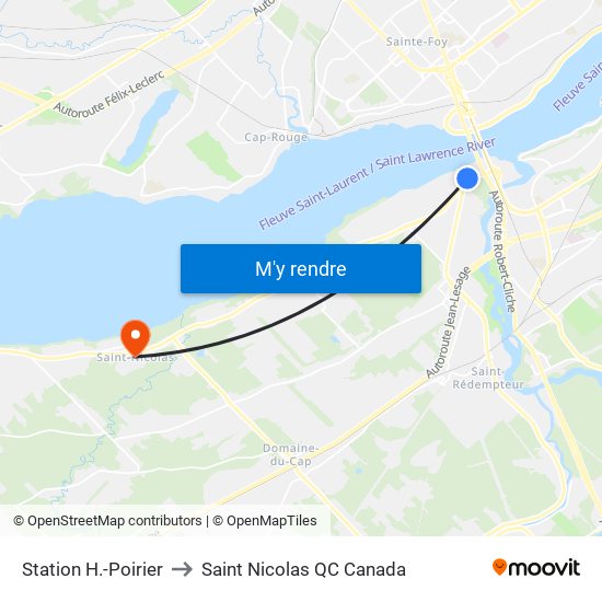 Station H.-Poirier to Saint Nicolas QC Canada map