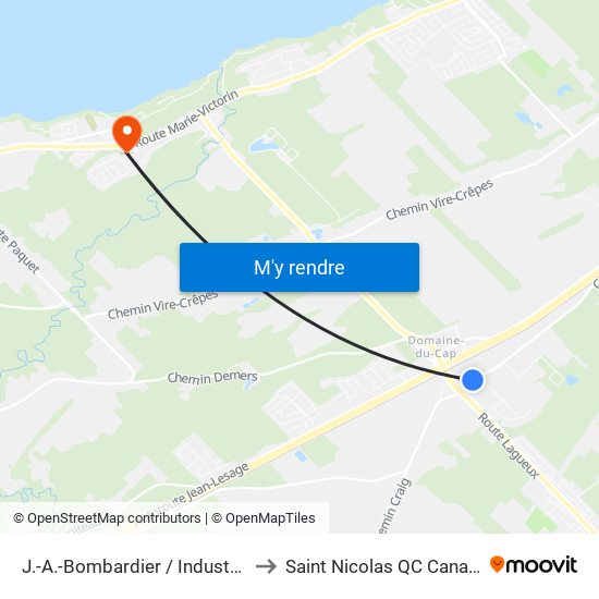 J.-A.-Bombardier / Industriel to Saint Nicolas QC Canada map