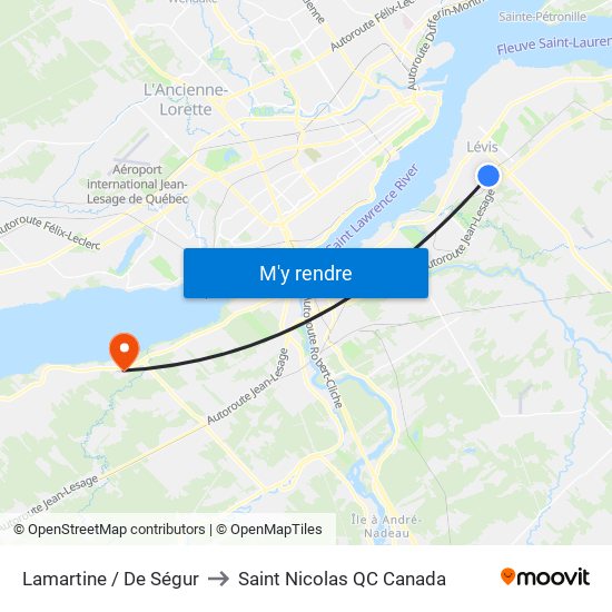 Lamartine / De Ségur to Saint Nicolas QC Canada map