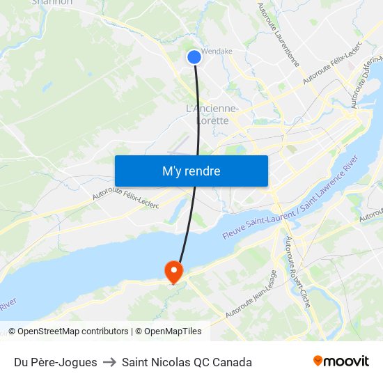 Du Père-Jogues to Saint Nicolas QC Canada map