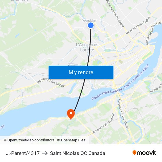 J.-Parent/4317 to Saint Nicolas QC Canada map