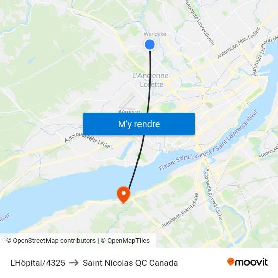 L'Hôpital/4325 to Saint Nicolas QC Canada map