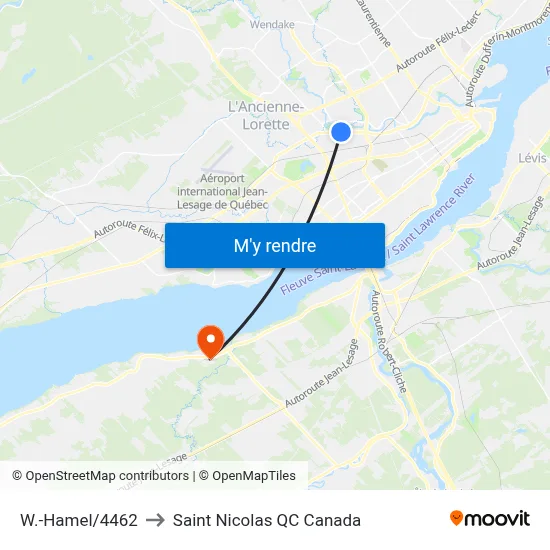 W.-Hamel/4462 to Saint Nicolas QC Canada map