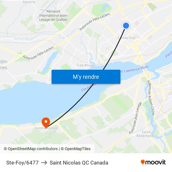 Ste-Foy/6477 to Saint Nicolas QC Canada map