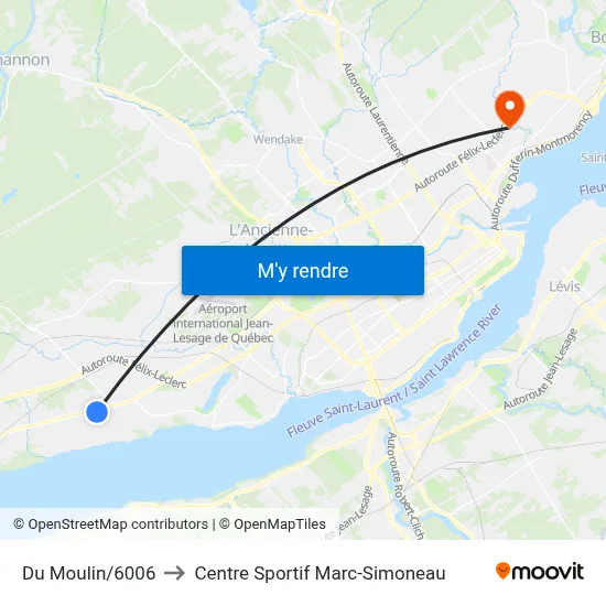 Du Moulin/6006 to Centre Sportif Marc-Simoneau map