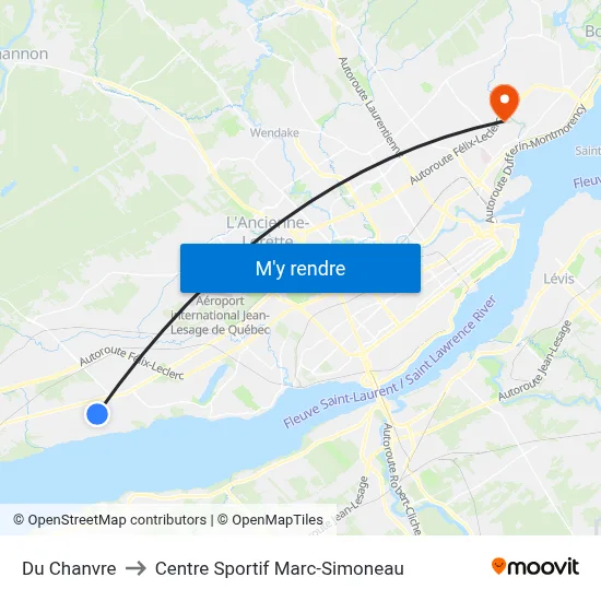 Du Chanvre to Centre Sportif Marc-Simoneau map