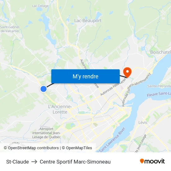 St-Claude to Centre Sportif Marc-Simoneau map