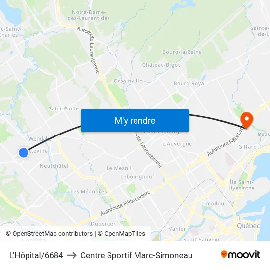 L'Hôpital/6684 to Centre Sportif Marc-Simoneau map