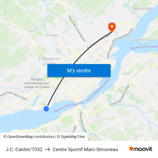 J.C.-Cantin/7032 to Centre Sportif Marc-Simoneau map