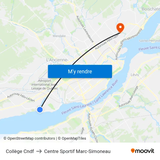 Collège Cndf to Centre Sportif Marc-Simoneau map