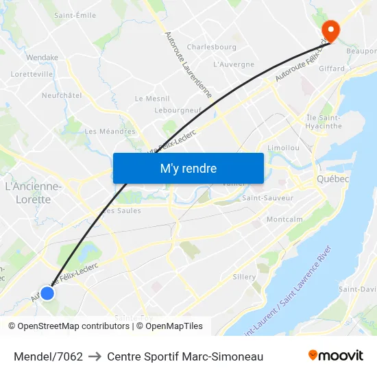 Mendel/7062 to Centre Sportif Marc-Simoneau map