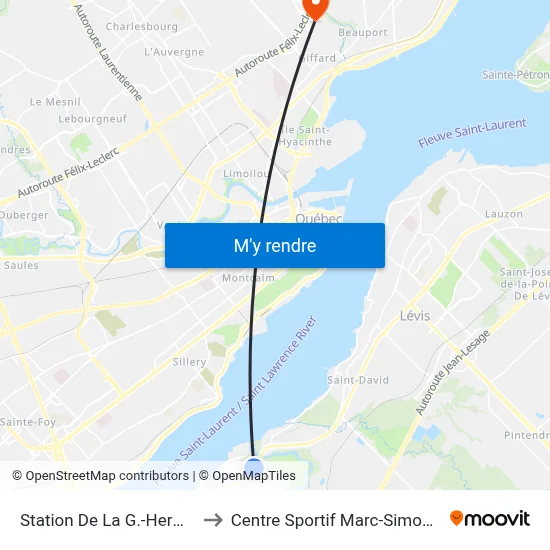 Station De La G.-Hermine to Centre Sportif Marc-Simoneau map