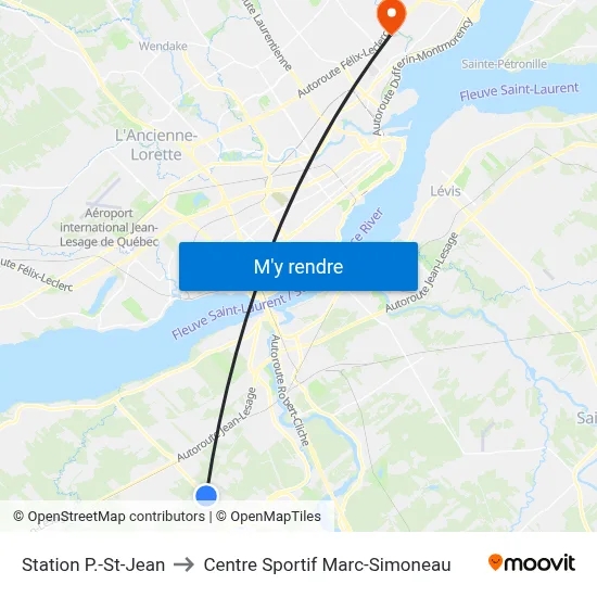 Station P.-St-Jean to Centre Sportif Marc-Simoneau map