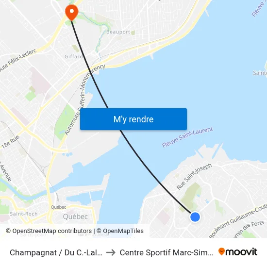 Champagnat / Du C.-Laliberté to Centre Sportif Marc-Simoneau map
