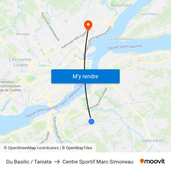 Du Basilic / Taniata to Centre Sportif Marc-Simoneau map