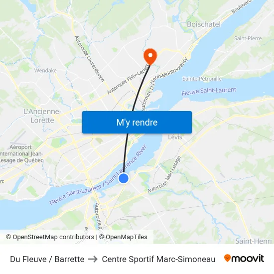 Du Fleuve / Barrette to Centre Sportif Marc-Simoneau map