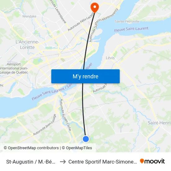 St-Augustin / M.-Bégin to Centre Sportif Marc-Simoneau map